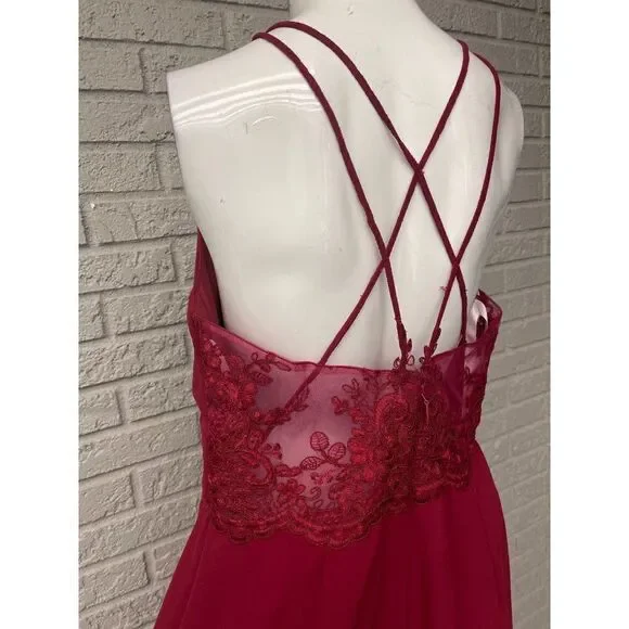 NWT Azazie Burgundy Bonnie Allure Halter Bridesmaid Dress Size 14 - Picture 13 of 16
